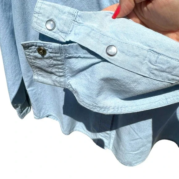 Cambridge Dry Goods - Vintage Snap Front Denim Shirt with Embroidery, Size 6 - Picture 4 of 9